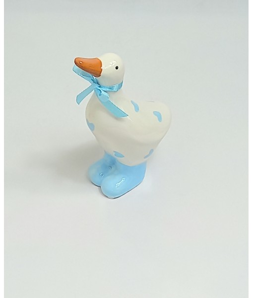 Ceramic Polka Duck, Blue Heart, Medium