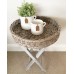 Wicker Round Tray Table Grey Washed