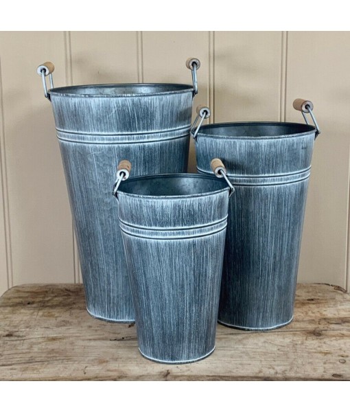 Rustic Metal Vase or Bucket, Distressed Metal Vase